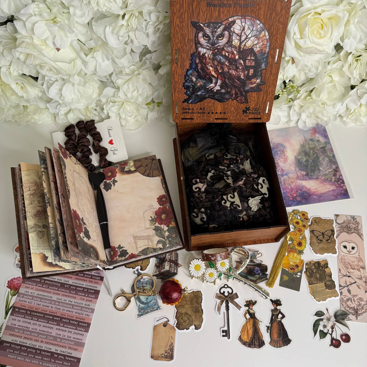 Wooden Puzzle Stationery Gift Box